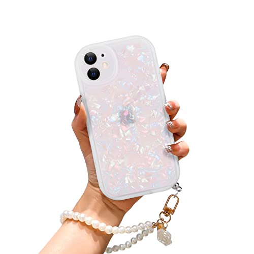 DiyGody Glitzernde Handyhülle für iPhone 12 [6.1 Inch], Weiche TPU Dünne Stoßfeste Schützende Handyhülle, Anti-Kratzt Protector Schutzhülle mit Perle Schlüsselanhänger von DiyGody