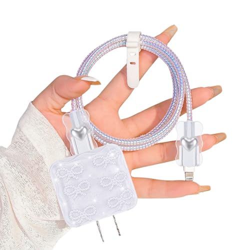 DiyGody Ladekabelschutz Set für 18/20W Ladegerät Kompatibel mit iPhone, Datenleitung Draht Saver Kabelschutz mit Perlen Schmetterling Muster für Mädchen, Anti-Breaking-Zubehör für USB-C Typ-L Kabel DiyGody Ladekabelschutz Set für 18/20W Ladegerät Kompatibel mit iPhone, Datenleitung Draht Saver Kabelschutz mit Perlen Schmetterling Muster für Mädchen, Anti-Breaking-Zubehör für USB-C Typ-L Kabel von DiyGody