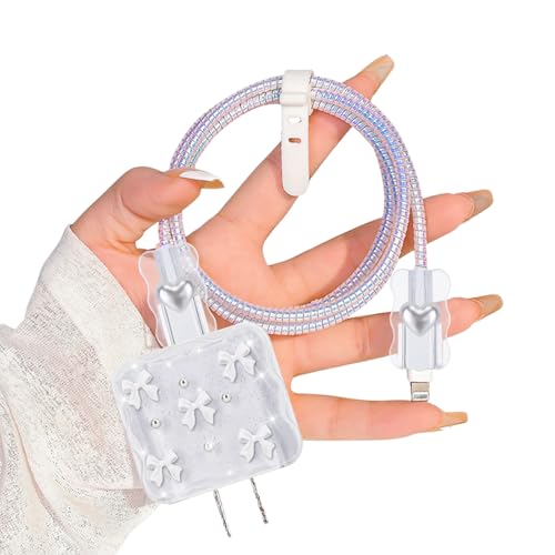 DiyGody Ladekabelschutz Set für 18/20W Ladegerät Kompatibel mit iPhone, Datenleitung Draht Saver Kabelschutz mit Schmetterling Perle Muster für Frauen, Anti-Breaking-Zubehör für Typ-C/L Kabel - Weiß DiyGody Ladekabelschutz Set für 18/20W Ladegerät Kompatibel mit iPhone, Datenleitung Draht Saver Kabelschutz mit Schmetterling Perle Muster für Frauen, Anti-Breaking-Zubehör für Typ-C/L Kabel - Weiß von DiyGody