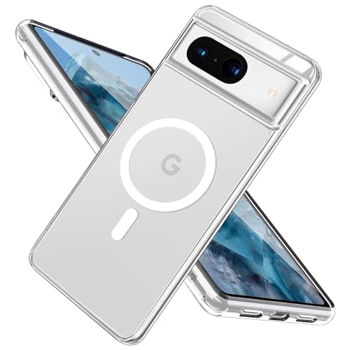 DiyGody Magnetisch Handyhülle für Google Pixel 7a 6.1 Zoll Kompatibel mit MagSafe, Weich TPU Stoßstange Acryl Hybrid-Schutz Transparente Hülle, Magnetische Adsorption Anti Fingerabdruck Schutzhülle von DiyGody