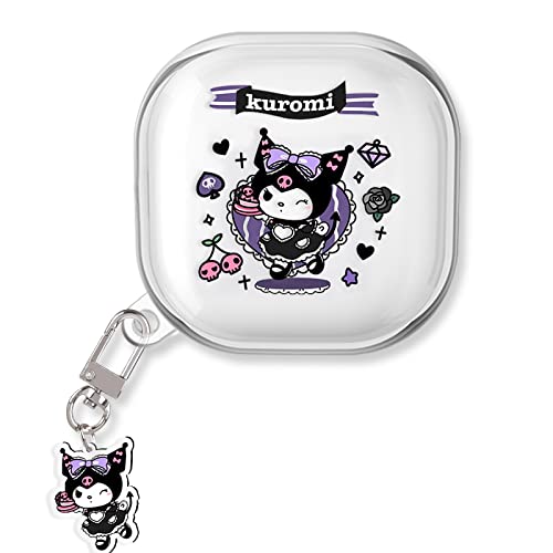 DiyGody Niedliche Cartoon Kopfhörerhülle, Stoßfeste Silikon-Schutzhülle mit Schlüsselanhänger für Samsung Galaxy Buds 2/Pro/Live, Transparent TPU, Ultradünn, Kein Geruch, Anti-Rutsch [Kurome] von DiyGody