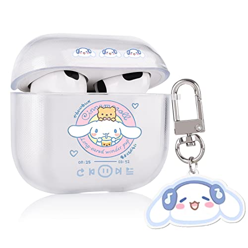 DiyGody Niedliche Cartoon Taschen für Airpods 3 Generation mit Schlüsselanhänger, Stoßfeste Anti-Rutsch Ultradünn Transparent TPU Weich Silikon-Schutzhülle für Airpods 3rd Generation - Weißer Hund von DiyGody