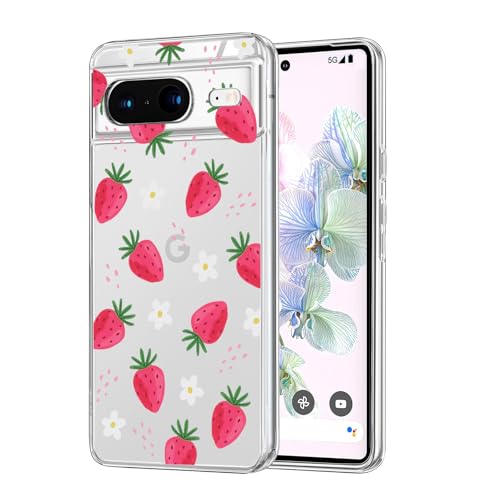 DiyGody Transparente Handyhülle Kompatibel mit Google Pixel 8 6,2 Zoll 2023, Ultradünn Weich Silikon TPU Schutzhülle mit Erdbeere Blumen Muster für Frauen, Anti-Rutsch Stoßfest Hybrid-Schutz Hülle DiyGody Transparente Handyhülle Kompatibel mit Google Pixel 8 6,2 Zoll 2023, Ultradünn Weich Silikon TPU Schutzhülle mit Erdbeere Blumen Muster für Frauen, Anti-Rutsch Stoßfest Hybrid-Schutz Hülle von DiyGody