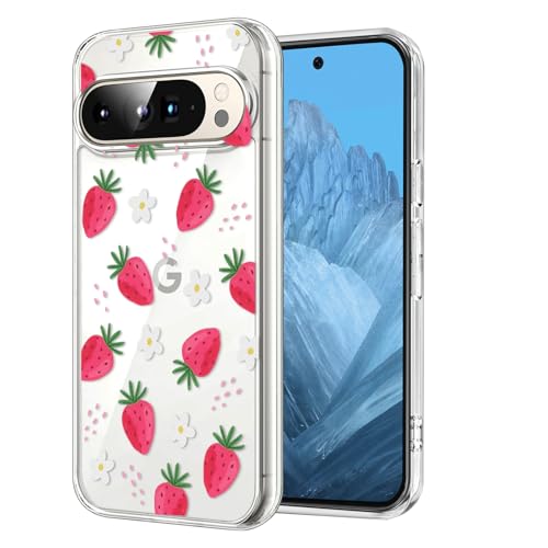 DiyGody Transparente Handyhülle Kompatibel mit Google Pixel 9 Pro XL 6,8 Zoll, Weich Silikon TPU Schutzhülle mit Erdbeere Blumen Muster für Frauen, Ultra Dünn Anti-Rutsch Stoßfest Hybrid-Schutz Hülle DiyGody Transparente Handyhülle Kompatibel mit Google Pixel 9 Pro XL 6,8 Zoll, Weich Silikon TPU Schutzhülle mit Erdbeere Blumen Muster für Frauen, Ultra Dünn Anti-Rutsch Stoßfest Hybrid-Schutz Hülle von DiyGody