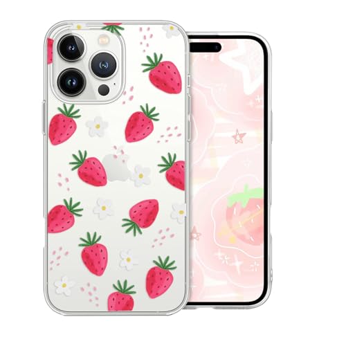 DiyGody Transparente Handyhülle Kompatibel mit iPhone 16 Pro Max 6,9 Zoll 2024, Ultradünn Weich Silikon TPU Schutzhülle mit Erdbeere Blumen Muster für Frauen, Anti-Rutsch Stoßfest Hybrid-Schutz Hülle DiyGody Transparente Handyhülle Kompatibel mit iPhone 16 Pro Max 6,9 Zoll 2024, Ultradünn Weich Silikon TPU Schutzhülle mit Erdbeere Blumen Muster für Frauen, Anti-Rutsch Stoßfest Hybrid-Schutz Hülle von DiyGody