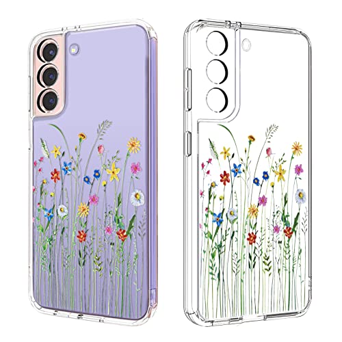 Elegant Blumen Muster Hülle für Samsung Galaxy S21 FE 6.4 Zoll, Transparente Leichtgewicht Weiche Silikon Hybrid-Schutz Handyhülle für Samsung Galaxy S21 FE 5G mit Kameraschutz, Rutschfest Kratzfeste von DiyGody