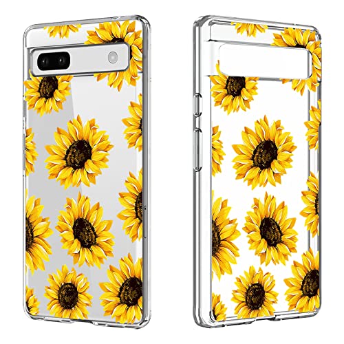 Elegant Florale Handyhülle für Google Pixel 7A[6.1 Zoll] mit Blume Design, Anti-Rutsch Transparente Leichtgewicht Weiche TPU-Silikonschutzhülle für Google Pixel 7A, Vergilbungsbeständig - Sonnenblume von DiyGody