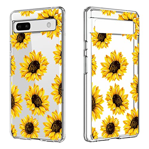 Flora Flower Handyhülle für Google Pixel 7A 6,1 Zoll mit Sonnenblumen-Design für Frauen Mädchen, Rundumschutz, weiche TPU, schlanke Hülle, kompatibel mit Google Pixel 7A (2023) von DiyGody