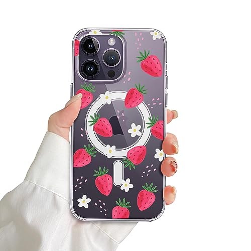 Magnetisch Hülle für iPhone 14 Pro Max 6.7" Kompatibel mit MagSafe, Acryl Halbhart Handyhülle mit Erdbeere Muster,Magnetische Adsorption Anti Fingerabdruck Kratzfeste Schutzhülle für iPhone 14 Pro Max Magnetisch Hülle für iPhone 14 Pro Max 6.7" Kompatibel mit MagSafe, Acryl Halbhart Handyhülle mit Erdbeere Muster,Magnetische Adsorption Anti Fingerabdruck Kratzfeste Schutzhülle für iPhone 14 Pro Max von DiyGody