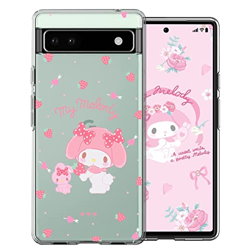 Niedliche Anime-Hülle, kompatibel mit Google Pixel 6A 5G, für Frauen, Mädchen, Kinder, transparent mit niedlichem Kaninchen, Erdbeere, rosa Hasenmuster, schlank, dünn, weiche TPU-Handyhülle für Google von DiyGody