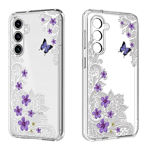 Niedliche Blumen Floral Hülle für Samsung Galaxy S23 FE 6.4 Zoll, Transparente Leichtgewicht Weiche Silikon Hybrid-Schutz Handyhülle für Samsung Galaxy S23 FE 5G, Kameraschutz Rutschfest Kratzfeste von DiyGody