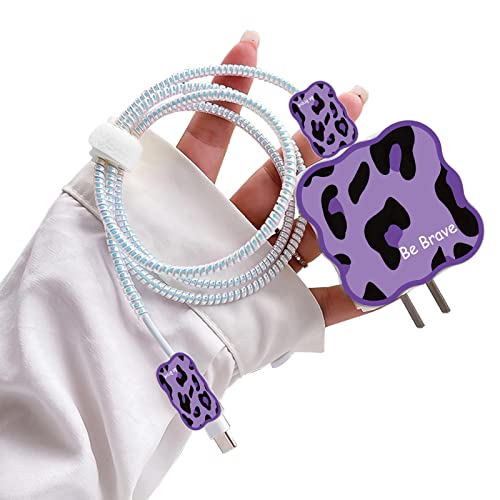 Niedliches Wellenförmiges Kabelschutz Garnitur für iPhone Ladegerät, Cool Lila Leopard Muster für Mädchen Jungen, Datenleitung Draht Bisse Saver USB Ladekabelschutz Kabel Ladegerät Schutzkabel Niedliches Wellenförmiges Kabelschutz Garnitur für iPhone Ladegerät, Cool Lila Leopard Muster für Mädchen Jungen, Datenleitung Draht Bisse Saver USB Ladekabelschutz Kabel Ladegerät Schutzkabel von DiyGody
