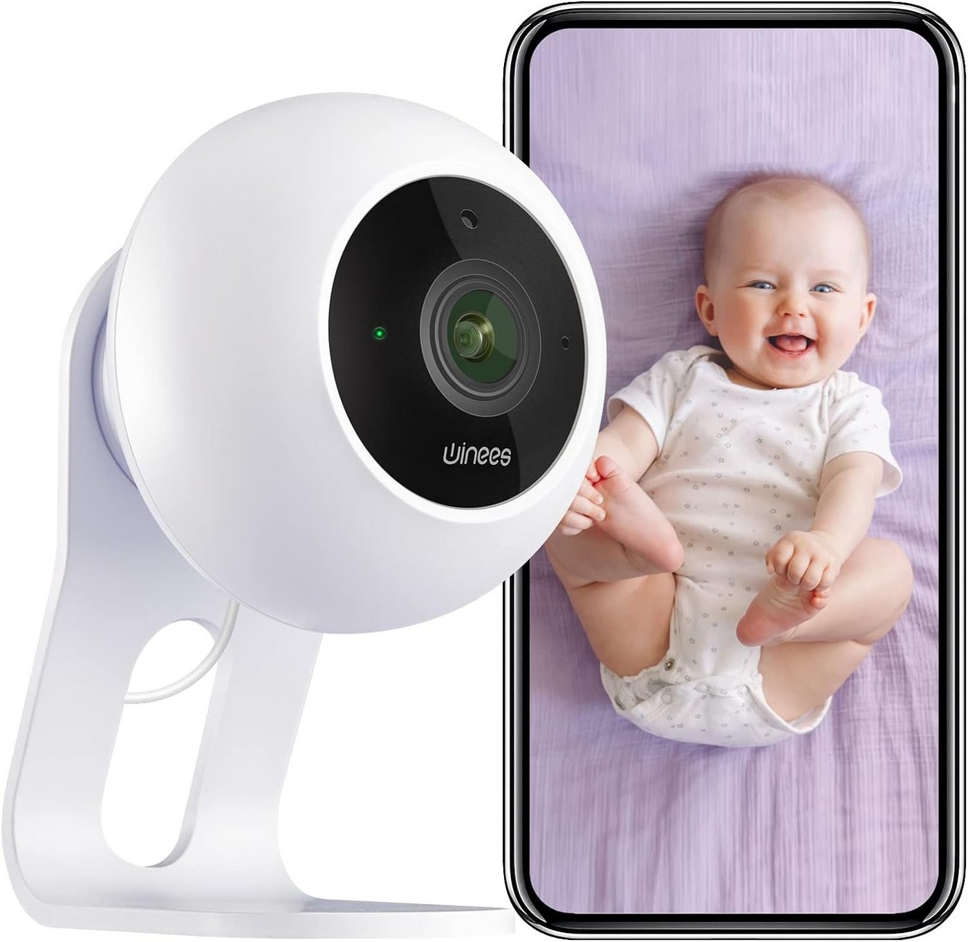 Diyarts Video-Babyphone, 2K HD Auflösung, Babymonitor, 1-tlg., App 24x7 Überwachung, Bewegungserkennung, Zwei-Wege-Audio, Flexible Installation, sicher, einfach – mit Alexa von Diyarts