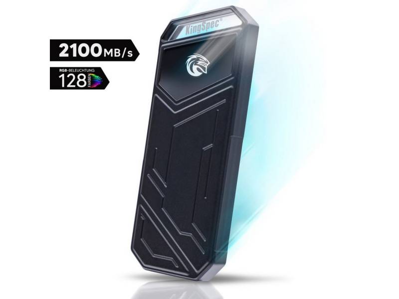 KingSpec Z5 externe Gaming-SSD (512GB) 2100 MB/S Lesegeschwindigkeit, 1850 MB/S Schreibgeschwindigkeit, Blitzschnelle Übertragungen, RGB Lichter & Premium Wärmeableitung von KingSpec