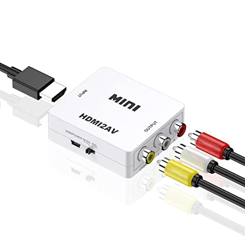 AV/CVBS zu HDMI Konverter,Mini 720P/1080P Universeller Konverter Analoger Composite-Eingang für HDMI 1080p, für HD-Kameras/HD-DVDs/Monitore/Kopfhörer,AV/CVBS-Composite-Cinch-zu-HDMI-Adapter(Weiß) von Diyeeni