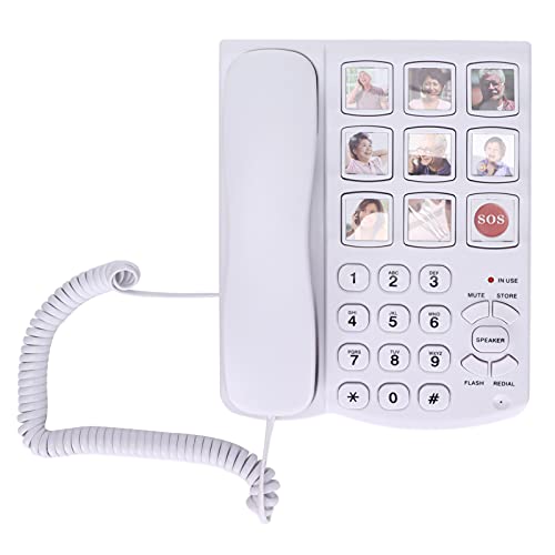 Bildertelefon für Senioren, Big Button Festnetztelefon, Fotospeicher Schnurgebundenes Telefon mit SOS, für Senioren, Alzheimer, Demenz, Hörgeschädigte von Diyeeni