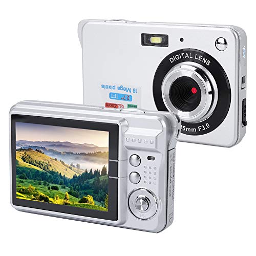 Digitalkamera COMS Sensor 18MP, HD Digitale Videokamera Kompaktkamera mit 8-Fach Zoom, 2,7 Zoll Bildschirm, USB 2,0, Eingebautem Lautsprecher, Batterie Betriebene für Senioren/Kinder(Silber) von Diyeeni