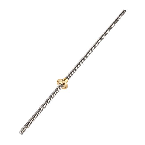 Zubehör für 3D-Drucker, T8 Spindel, Trapezgewindel, Bleischraube + Mutter T8, 2 mm, Schraubdraht 8 mm, Edelstahl, für Schrittmotor (400 mm) von Diyeeni