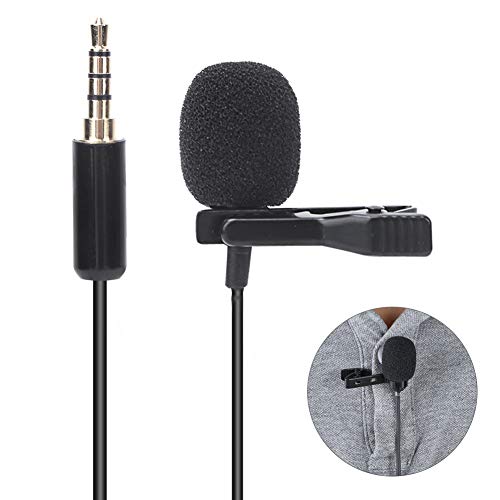 Diyeeni Ansteckmikrofon, 1,5 m Kabel Lavalier Mikrofon für Voice-Chat, Rede, Konferenz, Interview, Unterrichtsmikrofon mit Mic Cotton, Kragenclip, Ansteckmikrofon von Diyeeni