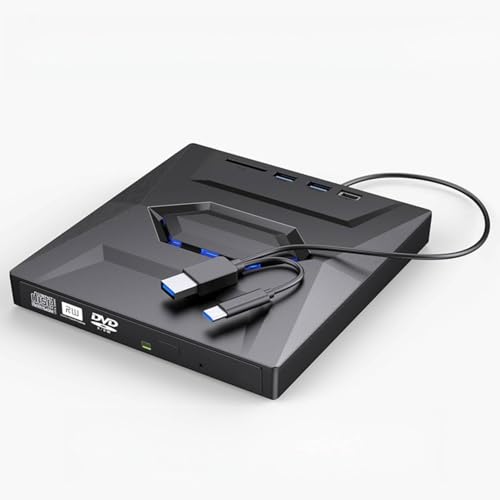 Diyeeni Externes DVD-Laufwerk USB 3.0 Typ C High Speed 5 Gbit/s mit Speicherkartensteckplatz, Plug and Play für Laptop Desktop AIO Diyeeni Externes DVD-Laufwerk USB 3.0 Typ C High Speed 5 Gbit/s mit Speicherkartensteckplatz, Plug and Play für Laptop Desktop AIO von Diyeeni