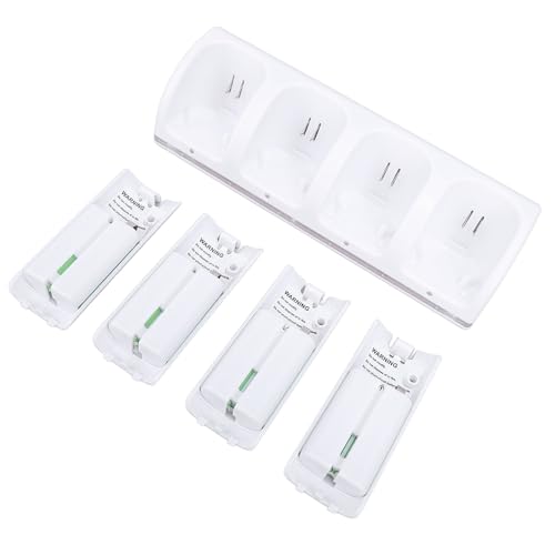 Fernbedienungs-Ladestation für Wii/Wii U mit 4er-Pack 2800-mAh-Akkus, Controller-Ladestation für Wii-Controller (White) von Diyeeni
