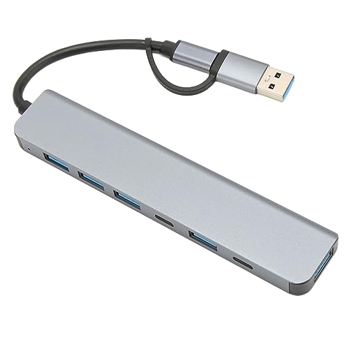 Diyeeni Hub für Mac (7 in 1), 5 X USB 3.0, 2 X USB C, 100 W Stromversorgung, 4K, USB A- und C-Datenanschlüsse, SD- und MicroSD-Kartenleser für Win OS X von Diyeeni