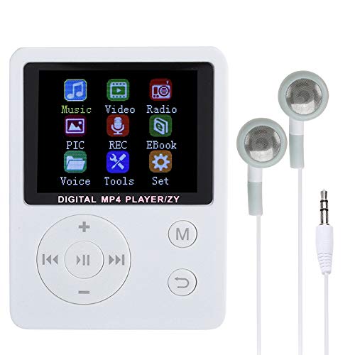 Diyeeni Portable MP3 MP4 Player mit Kopfhörer, Multifunktion HiFi Musik Player Unterstützt 32G TF Karte, 1.8 Zoll Farbdisplay, FM Radio, Video, E-Book, 8H Laufzeit(Weiß) von Diyeeni