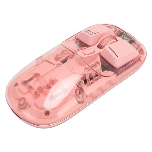 RGB-Maus Transparent, 2,4 G Schlanke Maus Wiederaufladbar, Geräuschlose Computermaus mit USB-Empfänger, 1600 Einstellbare DPI Optische Kabellose Computermaus (PINK) von Diyeeni
