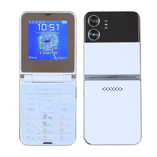 Diyeeni Flip-Senior-Handy, Flip-Design, Dual-Screen-Display, Große Tasten, Schnellwahl, Klarer Sound, HD-Kamera, LED-Taschenlampe (Blue) von Diyeeni