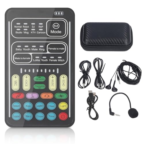 I9 Voice Changer Set, Mini Live Broadcast Voice Disguiser Handheld Mikrofon Voice Changer 8 Verschiedene Sounds/Soundeffekte für iOS für Android (Englische Version) von Diyeeni