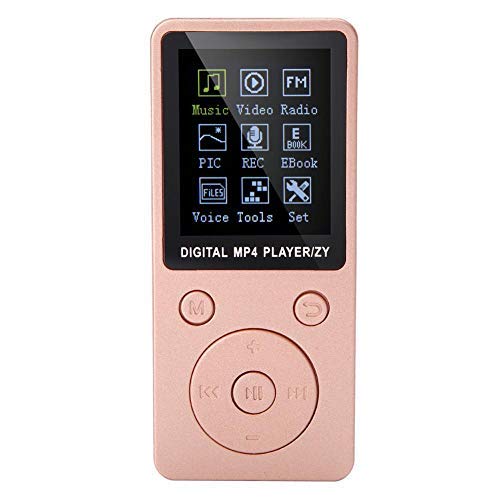 MP4-Player mit Kopfhörer, wiederaufladbarer MP3-Player mit UKW-Radio, Sprachaufzeichnung, Video, E-Book, Stoppuhr Erweiterbar auf bis zu 32 GB Micro SD-Karte (Rose Gold) von Diyeeni