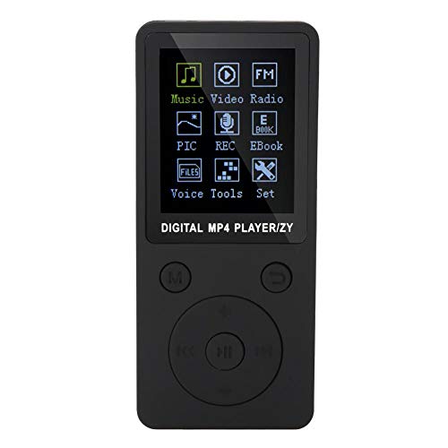 MP4-Player mit Kopfhörer, wiederaufladbarer MP3-Player mit UKW-Radio, Sprachaufzeichnung, Video, E-Book, Stoppuhr Erweiterbar auf bis zu 32 GB Micro SD-Karte (Schwarz) von Diyeeni