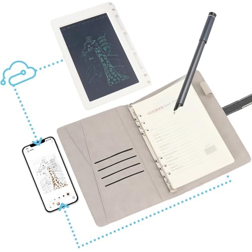 Smart Pen & Notebook -Set, Bluetooth -Wireless -Papier für Notizen, Echtzeit -Synchronisierungsdigitalisierung Zum Speichern und Teilen von Notizen, Nachfüllbarem A5 -Notizblock (Black) von Diyeeni