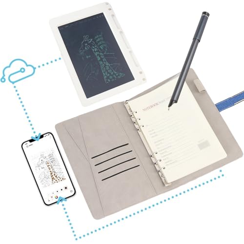 Smart Pen & Notebook -Set, Bluetooth -Wireless -Papier für Notizen, Echtzeit -Synchronisierungsdigitalisierung Zum Speichern und Teilen von Notizen, Nachfüllbarem A5 -Notizblock (Blue) von Diyeeni