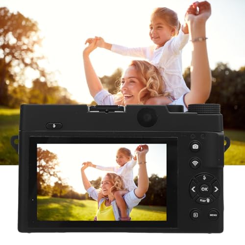 WiFi -Digitalkamera, 4K -Kameras für Fotografie & Video, 75 MP Vorne und Hintere Dualkamera für Selfie, Kompakter Reisebereich Camcorder mit 18 -facher Zoom, 3 -Zoll -Bildschirm, (Black) von Diyeeni