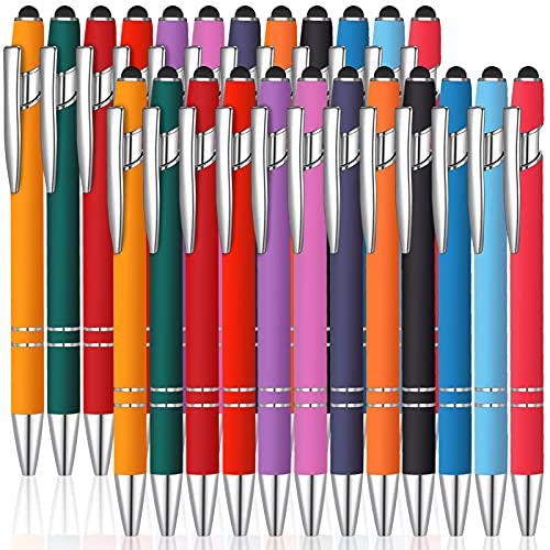 24 Stück Kugelschreiber mit Stylusspitze, schwarze Tinte, Metallstift für Touchscreens, Stifte, verschiedene Farben für Handys, Pads, Tablets von Diyfixlcd