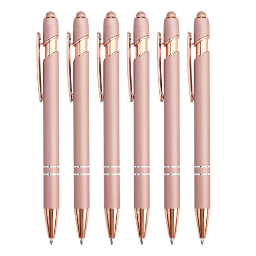 6 Pack Kugelschreiber 2 in 1 Stylus Retractable Kugelschreiber mit Stylus Spitze, Metall Stylus Pen für Touchscreens, 1,0 mm Schwarze Tinte von diyfixlcd