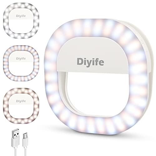 Diyife Selfie Handy Licht, Selfie Ring Licht Ringleuchte mit 60 LED, 5 Helligkeitsstufen 3 Lichtfarbe für Alle Handys, für Make-up, Selfie, Vlog, Streaming, YouTube, TikTok Diyife Selfie Handy Licht, Selfie Ring Licht Ringleuchte mit 60 LED, 5 Helligkeitsstufen 3 Lichtfarbe für Alle Handys, für Make-up, Selfie, Vlog, Streaming, YouTube, TikTok von Diyife