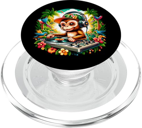 DJ Monkey Kopfhörer Lustiger Affe Männer Frauen Kinder PopSockets PopGrip für MagSafe von Dj Monkey With Headphones Graphic