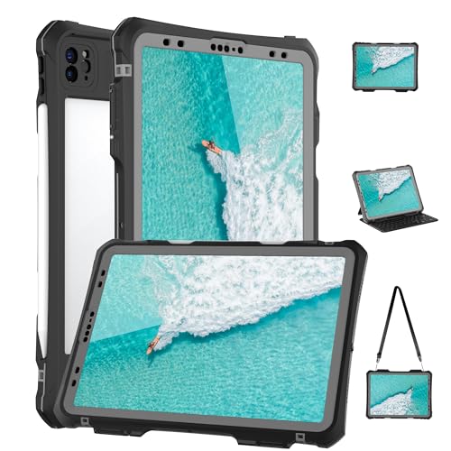 Wasserdichte Schutzhülle für iPad Pro 27,9 cm (11 Zoll), 2022/2021/2020/2018 (4. / 3. / 2. / 1. Generation), 360-Grad-Schutz, militärisch, sturzsicher, mit Standfunktion, transparenter Displayschutz, von Djuiofdja