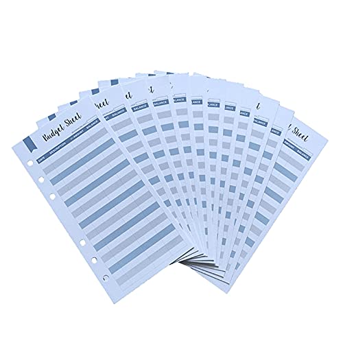 Dkings 12Pcs/Set A6 Nachfüllpapier 6-Loch Einsätze Budgetbogen für Ordner Notizbücher Planer, Loseblattpapier 6 Ringordner, Blau, Einheitsgröße von Dkings