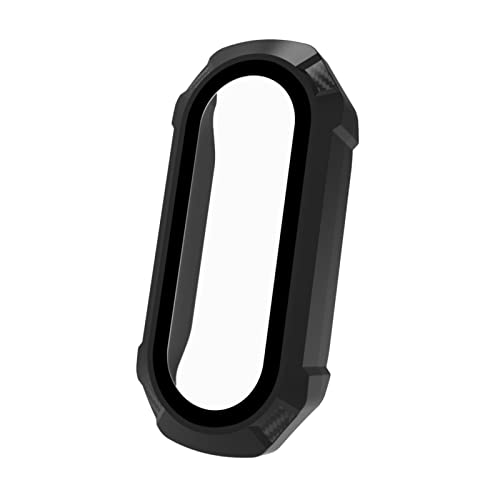 Dkings Hülle mit Glas Displayschutz Kompatibel mit Xiaomi Mi Band 6 /5 /4 - Hart PC Schutzhülle Vollschutz Kratzfest Display Schutzfolie Ultradünne Schutz Case für Xiaomi Mi Band 6 /5/4 (Schwarz) von Dkings