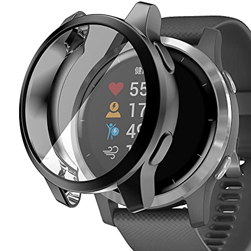 Dkings Schutzhülle Kompatibel mit Garmin Vivoactive 4S Hülle - TPU Vollschutz mit Displayschutzfolie Kratzfest Ultradünne Schutz Hülle für Garmin Vivoactive 4S 40mm (Schwarz) von Dkings