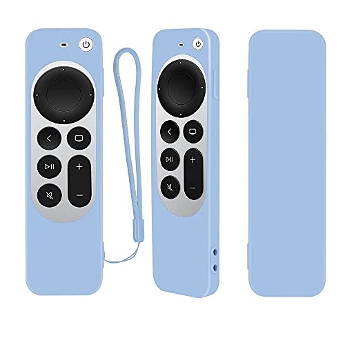 Fernbedienung Hülle Kompatibel mit Apple TV 4K Siri Remote 2021, Remote Control Cover, Stoßfeste, rutschfeste Silikon Schutzhülle mit Handschlaufe (Hellblau) von Dkings