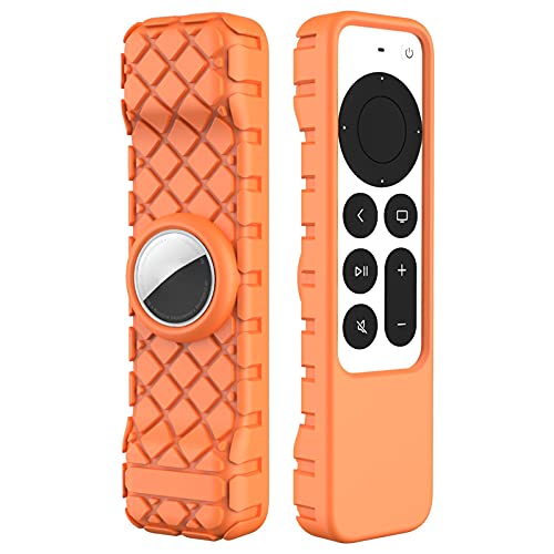Für Airtag Fernbedienung Hülle Kompatibel mit Apple TV 4K 2021 Remote Silikon Hülle, Leichte rutschfeste Stoßfeste Schutzhülle für Apple TV 4K 2021 Siri Fernbedienung (Orange) von Dkings