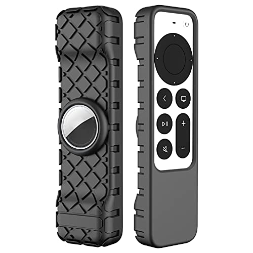 Für Airtag Fernbedienung Hülle Kompatibel mit Apple TV 4K 2021 Remote Silikon Hülle, Leichte rutschfeste Stoßfeste Schutzhülle für Apple TV 4K 2021 Siri Fernbedienung (Schwarz) von Dkings
