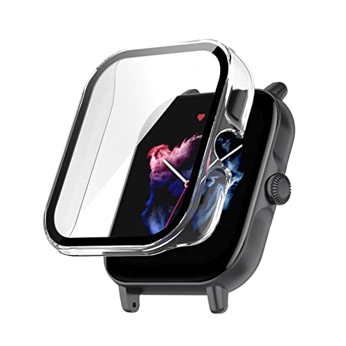 Hülle mit Glas Displayschutz Kompatibel mit Amazfit GTS 3 - Hart PC Schutzhülle Vollschutz Kratzfest Display Schutzfolie Ultradünne Schutz Case für Amazfit GTS 3 Smartwatch (Klar) von Dkings