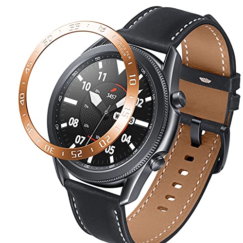Lünette Ring Kompatibel mit Samsung Galaxy Watch 3 45MM, Smartwatch Styling Ring Klebend Abdeck Kratzfest Edelstahl Schutz für Galaxy Watch 3 45MM (Roségold) von Dkings