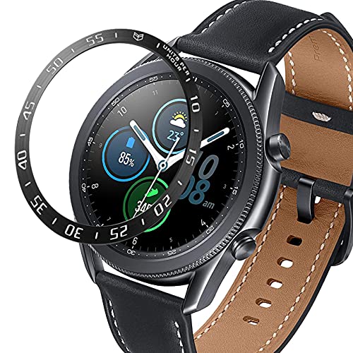 Lünette Ring Kompatibel mit Samsung Galaxy Watch 3 45MM, Smartwatch Styling Ring Klebend Abdeck Kratzfest Edelstahl Schutz für Galaxy Watch 3 45MM (Schwarz) von Dkings