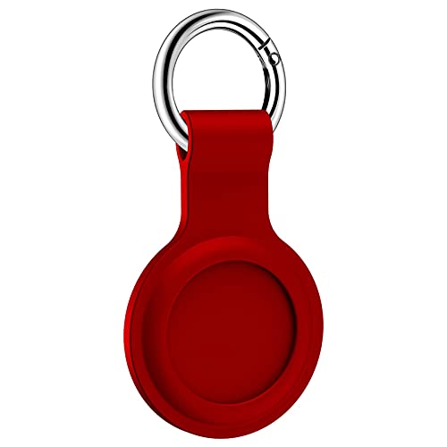 Schutzhülle Kompatibel mit Airtag 2021 - Silikon Bluetooth Tracker Cover mit Schlüsselanhänger für Airtags Finder Hülle (Rot) von Dkings